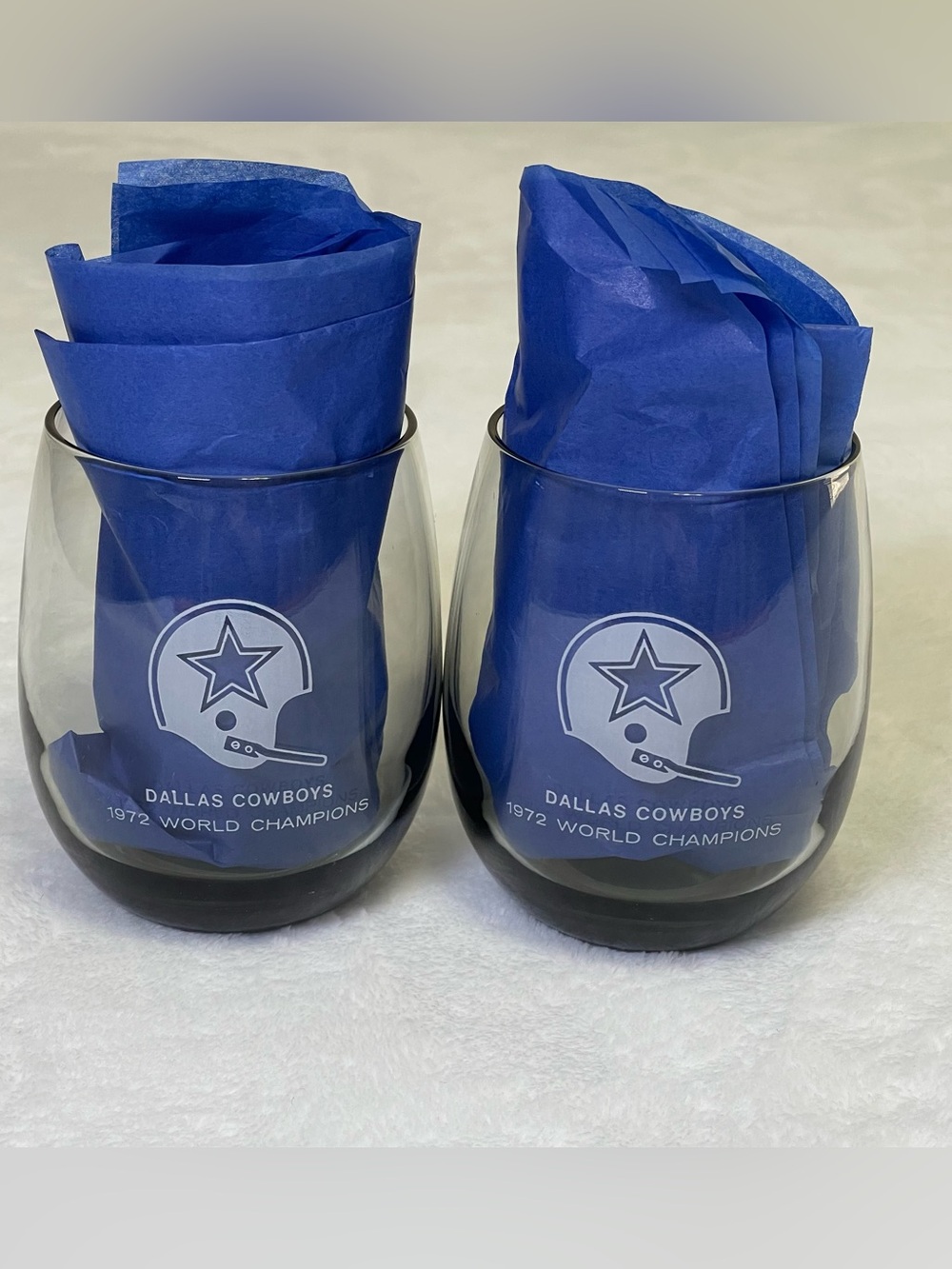 Vintage Dallas Cowboys 1972 World Champions Glass Tumbler Set of 2